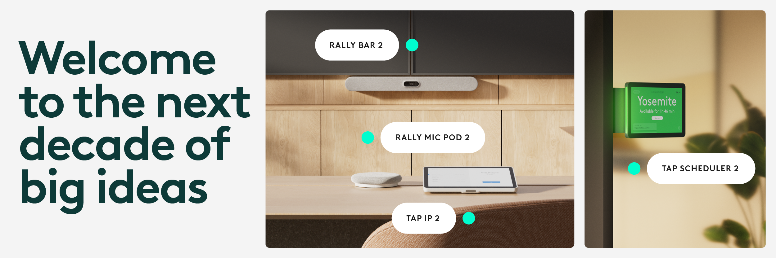 Logitech_Gen 2_Full Portfolio__2026 New Logitech Generation 2 Video Conference Products Rally Bar 2, Rally Mic Pod 2, Tap IP 2, Tap Scheduler 2